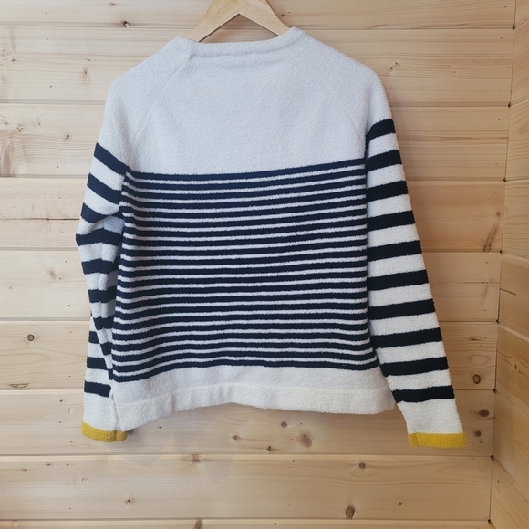 Joules Women's Chenille Sweater, White‎ and Navy Stripe, Yellow, Size 8 - Picture 9 of 13